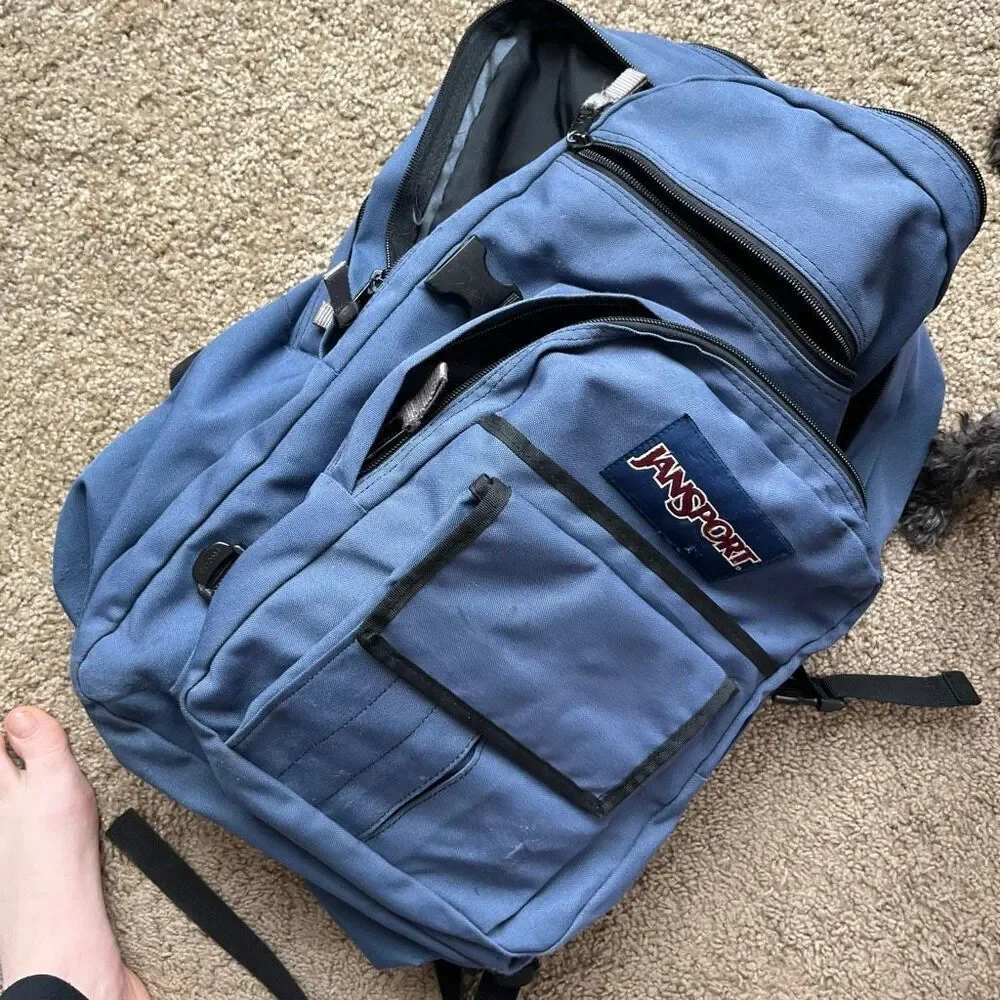VTG 90s JanSport Huge Student Backpack Multi-Pocket School Bookbag